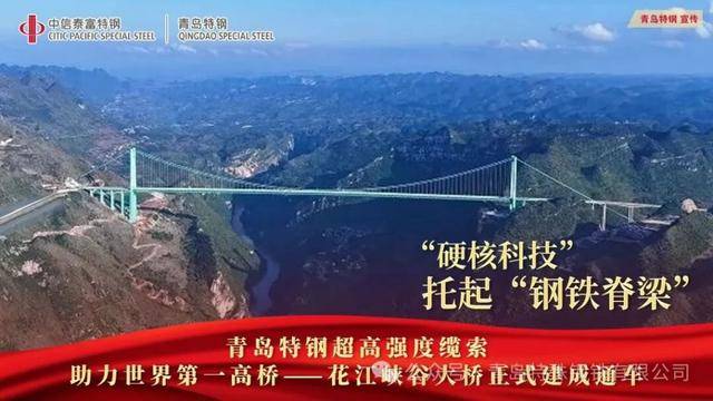 青岛特鋼(gāng)绿色(sè)鋼(gāng)铁铸就世(shì)界之巅 花江(jiāng)峡谷大(dà)桥正式通车